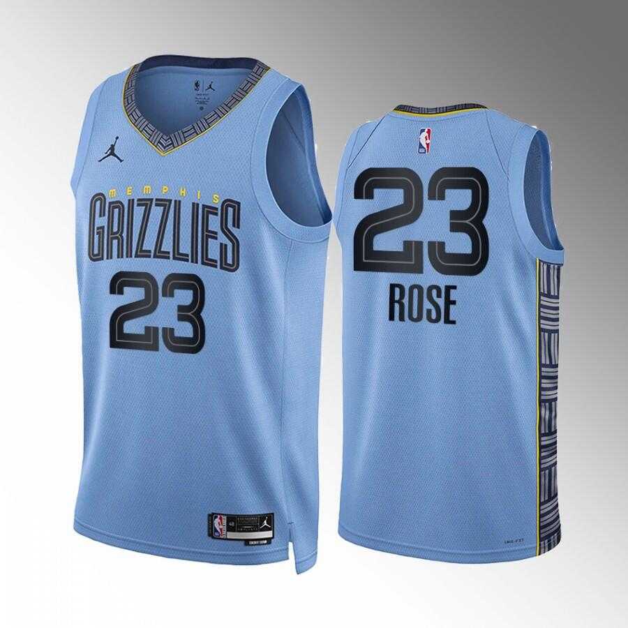 Men%27s Memphis Grizzlies #23 Derrick Rose Blue Statement Edition Stitched Basketball Jersey Dzhi->los angeles lakers->NBA Jersey